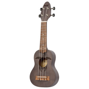 KEIKI Ukulele 4 String Sopranino Tortiose/Turtle Lasering/ KEIKI Headstock/A D F# B/ Coal