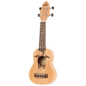 KEIKI Ukulele 4 String Sopranino Tortiose/Turtle Lasering/ KEIKI Headstock/A D F# B/ Mahogany Natural